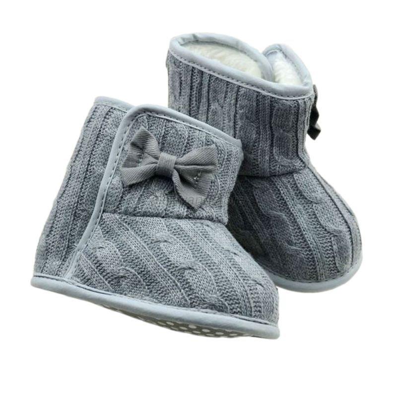 Toddler Baby Girls Knit Snow Boots Bowknot Newborn Soft Sole Fleece Crib Shoes eBay